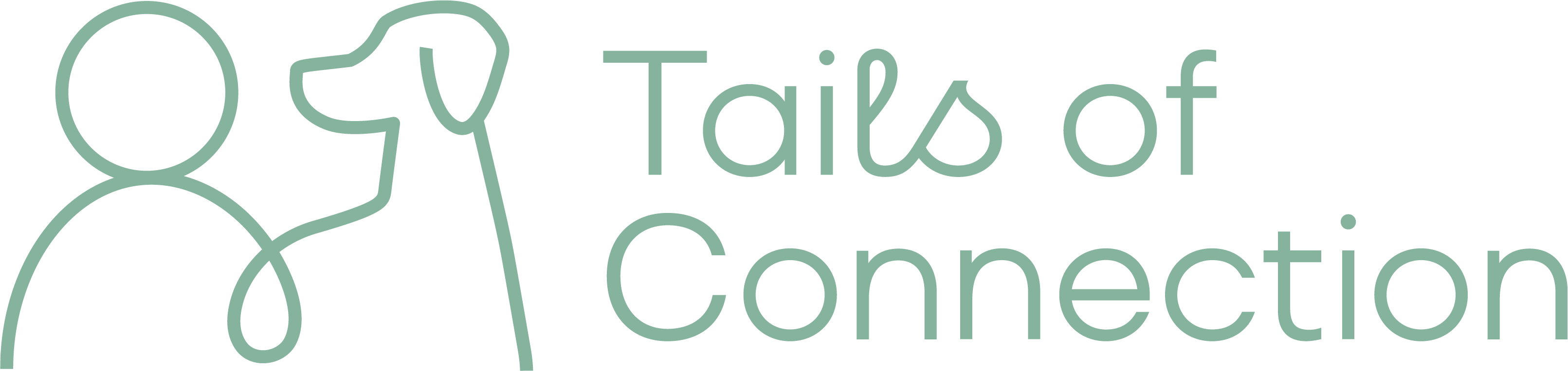 The dog human and dog mint logo next to the Tails of Connection lockup
